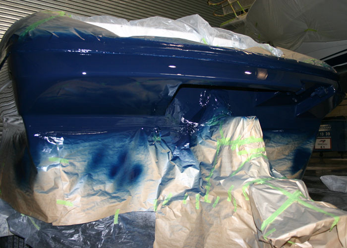 The blue freshly painted on this Baylinner 205 The blue freshly painted on this Baylinner 205