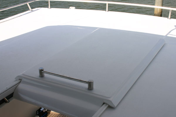 Vitech Hatch cover repair, hatch back on, new gelcoat and non skid Vitech Hatch cover repair, hatch back on, new gelcoat and non skid