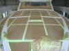 60 foot Vitech forward deck during masking for Gel Coat Spraying
